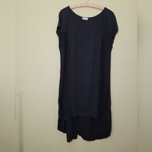 Black Short Sleeve High-Low Tunic Dress Large